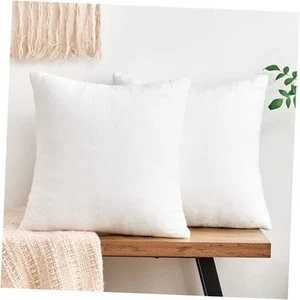 Throw Pillow Covers White Decorative Velvet Set of 2 18x18 Inch Pillow Covers, - Picture 1 of 7