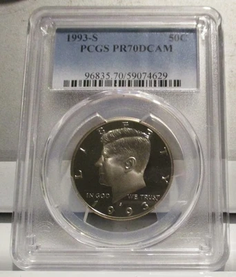 1993-S KENNEDY HALF DOLLAR GRADED A PCGS PR70DCAM - Image 1 of 2