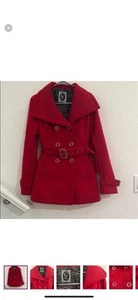 G by guess jacket coat womens size small single breasted wool blend red - Picture 1 of 22