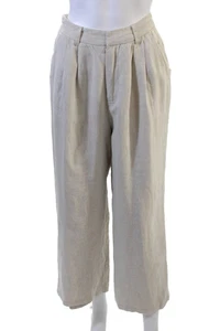 Dissh Damen Cropped Anzughose Beige Leinen Einfarbig Haken & Ösen Größe 4 - Bild 1 von 7
