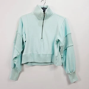 Anthropologie - Daily Practice Pullover mit Stehkragen und halbem Reißverschluss - grün - XL - Bild 1 von 8