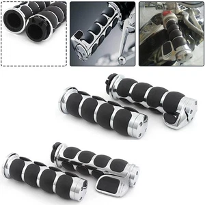 Motorcycle 1'' 26mm Handlebar Hand Grips For Harley Touring Road Glide Dyna XL - Foto 1 di 28