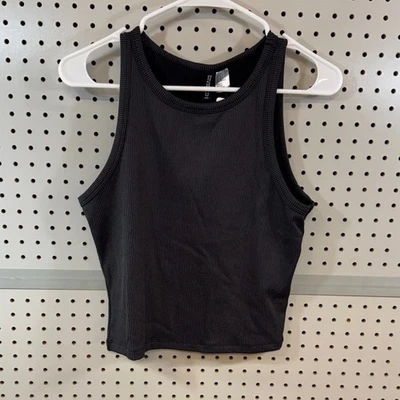H&M Divided Black Ribbed Tank Top, Size Large - Image 1 of 4