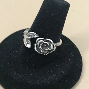 Oxidierter geätzter ROSE Blatt Pflanze Blume mexikanisch 925 Silber Taxco RING zur Auswahl - Bild 1 von 8