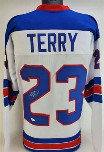 Troy Terry Signed 2018 Team USA Jersey (JSA COA)Anaheim Ducks Top Scorer 2021-22 - Picture 1 of 7