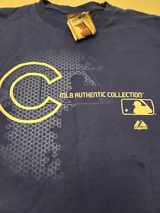 Chicago Cubs MLB Authentic Collection Majestic Blue T-Shirt L New - Picture 1 of 6
