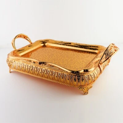 Marokkanisches Servier Tablett Teetablett Platte 35x25 cm Gold Modell 7755 - Bild 1 von 3