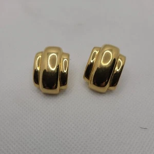 Vintage Napier Gold Tone Classic Earrings Pierced 1 Inch signed - Picture 1 of 5