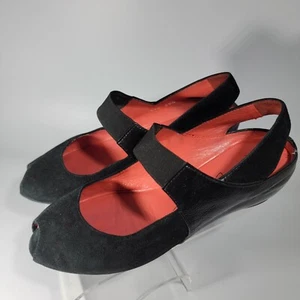 Pas de Rouge Silvia schwarz Peeptoe Mary Jane versteckter Keilabsatz Größe 36 1/2 Italy - Bild 1 von 12