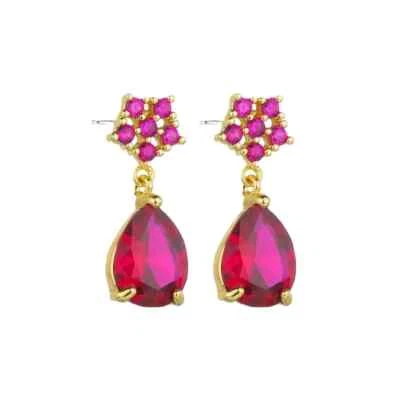 925 Sterling Silver Pear Ruby 5/8''Stud Earrings 6x8mm Gemstone Rose Gold Plated - Image 1 of 2