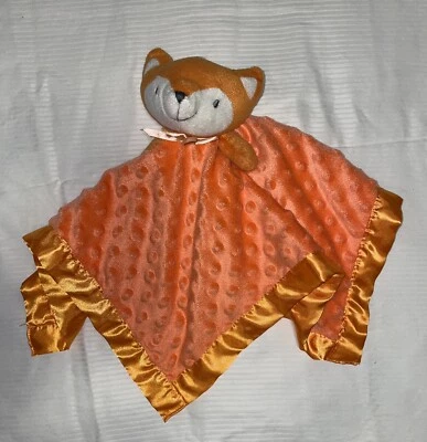Manta de seguridad naranja Baby Fox Lovey punto Minky felpa espalda satinada y ribete 15x16" Foto 1 de 4