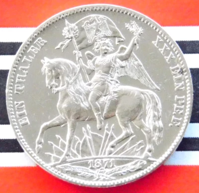 THALER 1871 B SAXONY ALBERTINE Johann Victory over France Silver GERMAN Coin RAR - Image 1 of 4