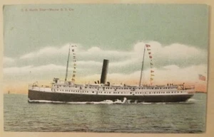 NORTH STAR (Maine Steamship) Port view at sea. Used, 1907 - Picture 1 of 1
