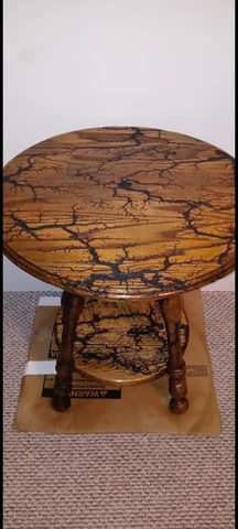 Lichtenberg solid oak fractal side table Cover