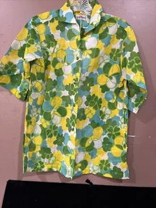 Vintage 1960’s Lady Bayard Women Blouse Shirt Top Sz 12 green & yellow Floral - Picture 1 of 6