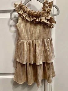Pre-owned Rachel Zoe x Janie + Jack Gold Ruffle Toddler Dress Size 12-18 Months - Picture 1 of 5