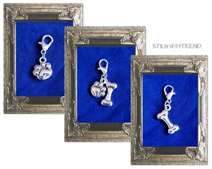CHARM ANHÄNGER PFOTE KNOCHEN HUNDEPFOTE HUNDEKNOCHEN silber f.ARMBAND und KETTE - Bild 1 von 4