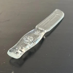 Coltello da burro vintage vetro inciso trasparente manico floreale - 8,5 pollici - DUR-X - USA - Foto 1 di 9