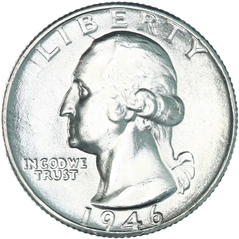 1946 D Washington Quarter 90% Silver BU US Coin Cover