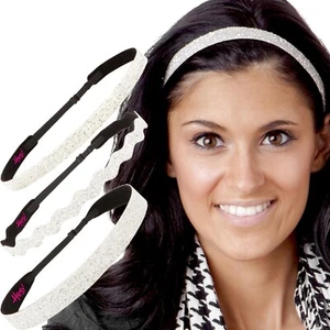 Hipsy Women's Adjustable NO SLIP Bling Glitter Headband Mixed 3pk (White) - Picture 1 of 8