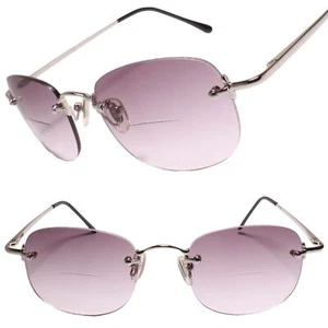 Silber randlose getönte Gläser eckige Gläser Bifokal 1,75 Lese Sonnenbrille - Bild 1 von 4