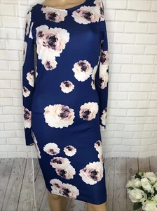 Kardashian Kollection Women’s Long sleeve Bodycon Floral Sz Xs Blue Strech - Picture 1 of 15