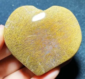 Natural Beautiful Golden Hair Rutilated Quartz Crystal Sphere Heart SpecimenC216 - Picture 1 of 10