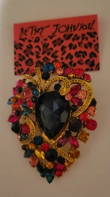 Broche Floral Betsey Johnson 3" Grande Multicolor Estrás Flor CA EE. UU. P160-3 Foto 1 de 4