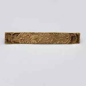 Victorian Gold-Filled Leaf Vine Etched Bar Brooch 3.4g - Picture 1 of 11