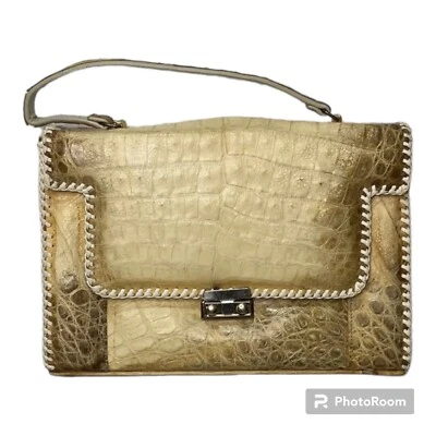 Vintage Genuine Alligator Handbag Purse Beige Made In The USA Florida **READ!!** - Изображение 1 из 4