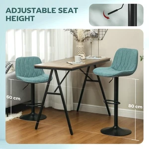 HOMCOM Bar Stools Set of 2, Modern Armless Bar Chairs, Blue Xmas - Picture 1 of 5
