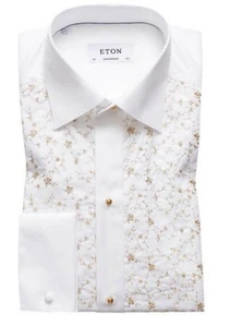 Nueva Camisa Esmoquin Eton Oro Floral Bordado Talla 42 16 1/2 (Sin Gemelos) - Imagen 1 de 9