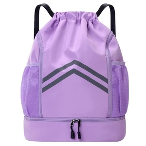 Sports Drawstring Backpack Bag - Waterproof Gym Drawstring Bags with Shoes Co... - Picture 1 of 6