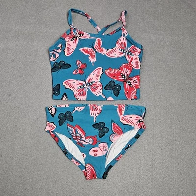 Conjunto Tankini Hanna Andersson Bloqueador Solar Niñas Talla 5 Verde Azulado Audaz Mariposa Traje de Baño  Foto 1 de 4
