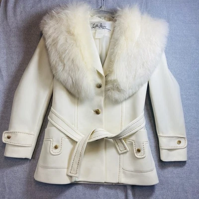 Abrigo de PARÍS vintage para mujer Lilli Ann con cuello de piel pequeño años 60 70 mod leer Foto 1 de 4