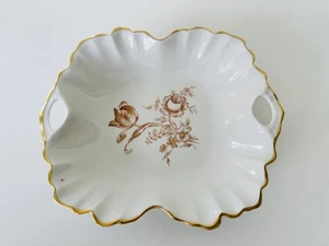 Vintage Limoges France Porcelain Dish Leaf Gold Flowers Candy Dish 5.5" - Picture 1 of 8