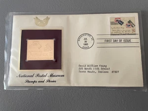 NATIONAL POSTAL MUSEUM STAMPS AND STORIES 22k Gold Foil FDC 1993 FIRST DAY ISSUE - Picture 1 of 2