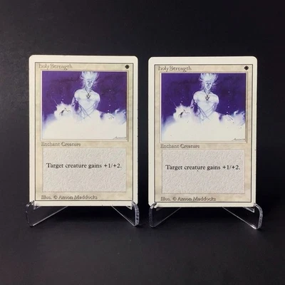 (2) Magic: The Gathering Holy Strength MTG Revised Edition Vintage 1994 MP - Image 1 of 2