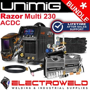 UNIMIG Razor Multi 230 ACDC Mig Tig Welder Bundle Helmet Gloves Parts U11004K - Picture 1 of 9