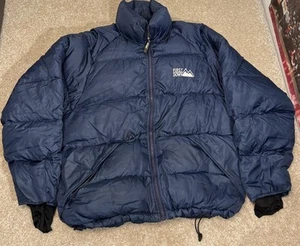 90's Rare Vintage FIRST DOWN Blue Puffer Coat Ski Winter Mens Size M - Picture 1 of 8