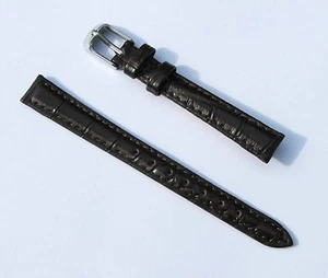 12 mm H Qualität Damen Echt Leder Uhrenarmband Braun - Bild 1 von 3