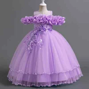 Fashion Party Girls Dress Elegant Tulle Princess Gown Girl Bow Christmas Costume - Picture 1 of 32