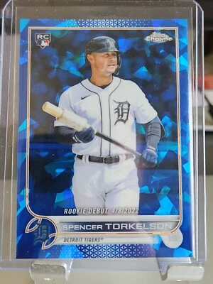 Spencer Torkelson SAPPHIRE REFRACTOR BLUE ICE PRIZM ROOKIE CARD  2022 Chrome  RC - Image 1 of 2