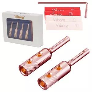 4pcs Viborg VB401 Pure Red Copper Banana Plug HIFI Audio Speaker Cable Connector - Picture 1 of 12