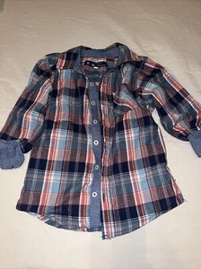 Ben Sherman Boy's Size 4 Red Blue Plaid Long Sleeve Button Down Shirt - Picture 1 of 8