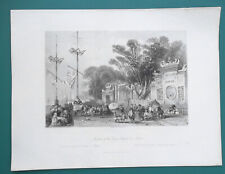 MACAO China Facade of Great Temple - 1841 Antique Print T. Allom