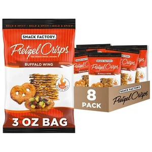 Buffalo Wing Pretzel Crisps Pack of 8 3 Ounce Crunchy Baked Snack Non GMO - Picture 1 of 8