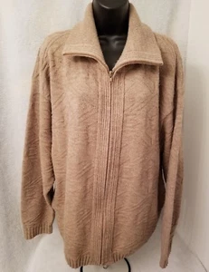 TownCraft Mens Cardigan Sweater Shirt Size L Large Brown White - Picture 1 of 3