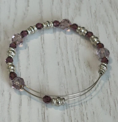 Pulsera Alex and Ani Cristal Púrpura Cuentas Plata RETIRADA EXCELENTE Foto 1 de 3