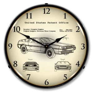 1981 DeLorean Automobile Patent, Lighted Backlit LED Wall Clock Free Shipping - Picture 1 of 5